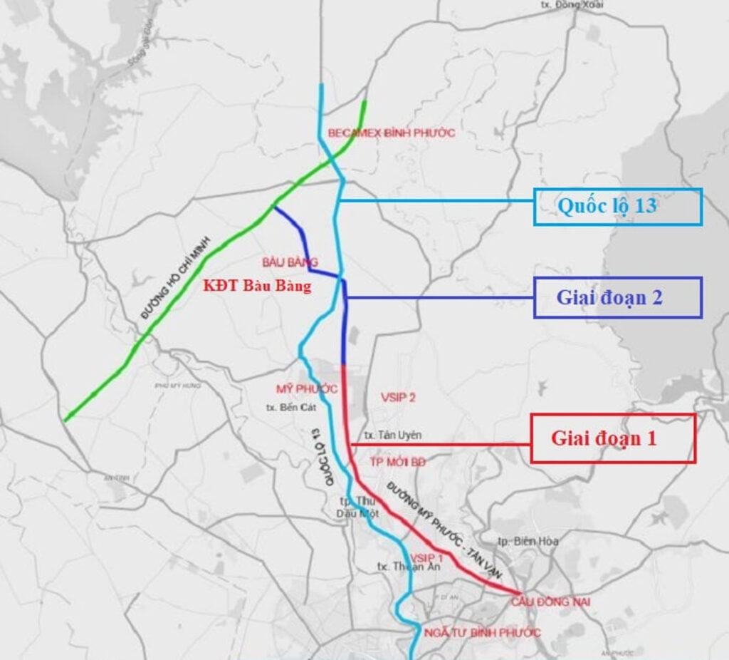 giai đoạn triển khai đường Mỹ Phước - Tân Vạn