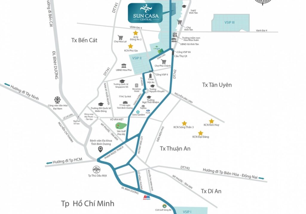 Vị trí Sun Casa Central Bình Dương