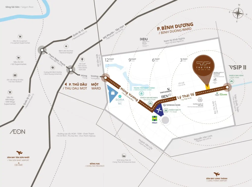 Vị trí dự án Midori Park The Ten Bình Dương