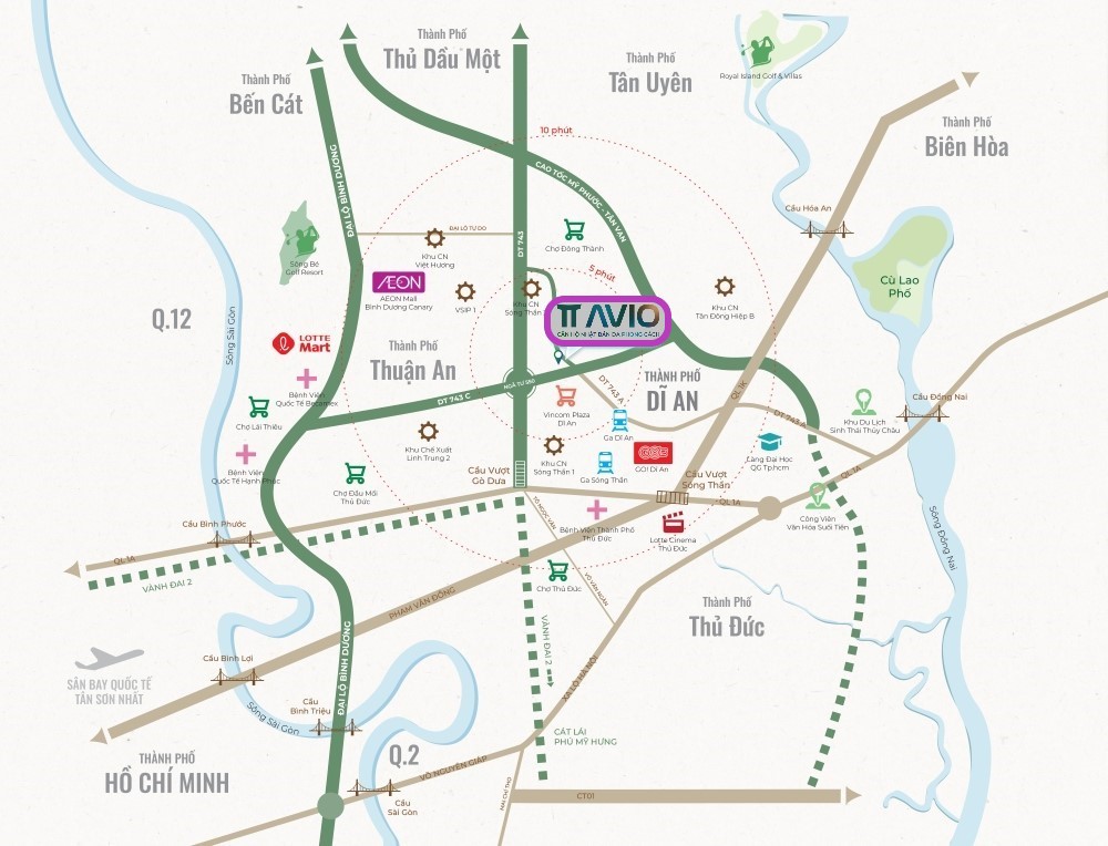 Vị tri dự án căn hộ TT Avio Bình Dương
