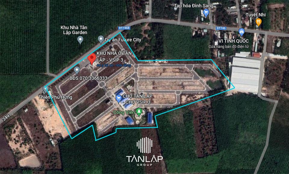 Vị trí dự án khu nhà ở Tân Lập Bình Dương