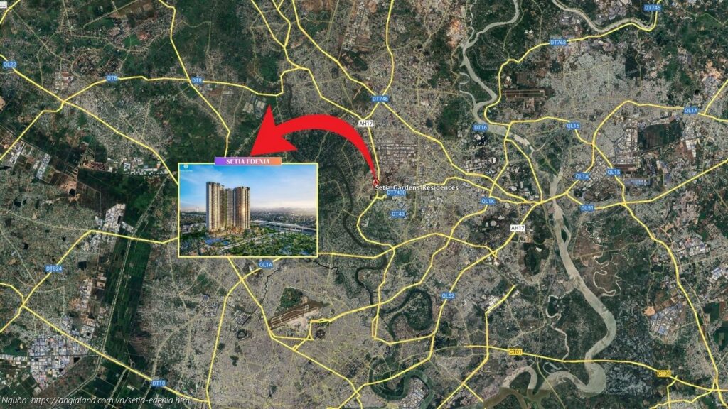 vị trí Setia edenia lái thêu