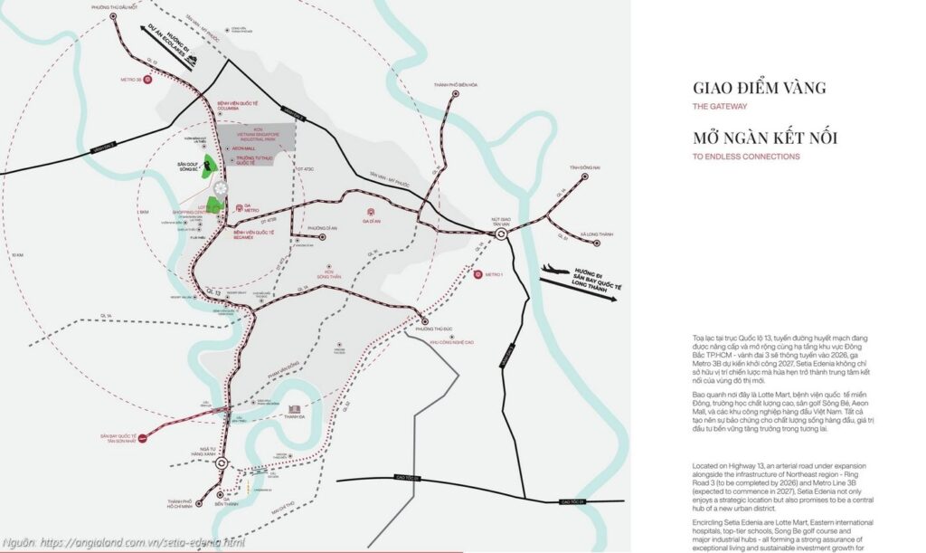 vị trí Setia edenia lái thêu